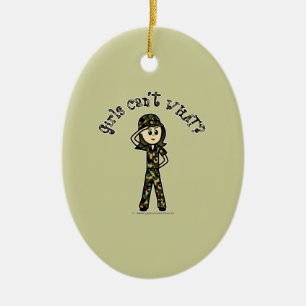 Light Army Woman Ceramic Tree Decoration