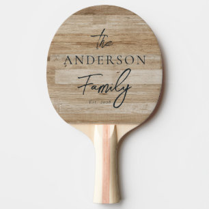 Light Ash Wood Hand Written Family Name Ping Pong Paddle