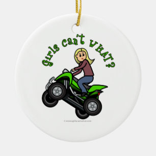 Light ATV   Four Wheeling Girl Ceramic Tree Decoration