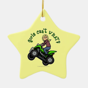 Light ATV   Four Wheeling Girl Ceramic Tree Decoration