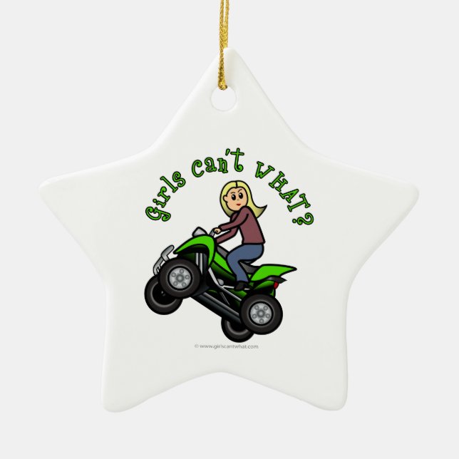 Light ATV | Four Wheeling Girl Ceramic Tree Decoration (Front)
