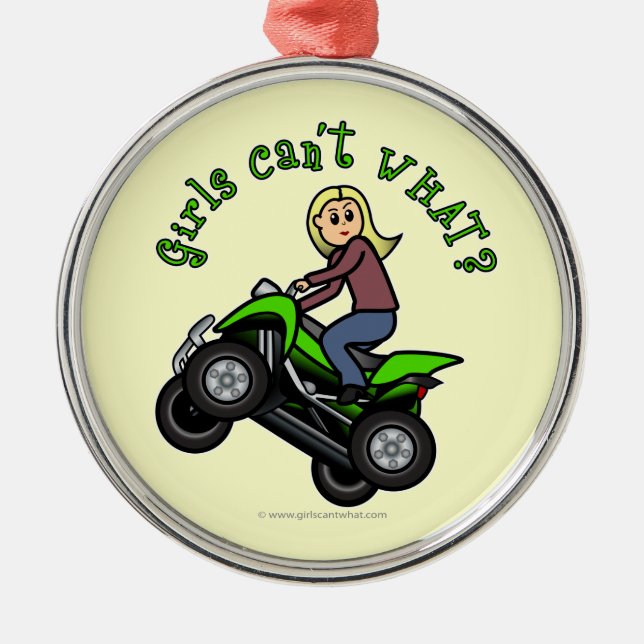 Light ATV | Four Wheeling Girl Metal Tree Decoration (Front)