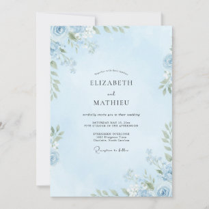Light Azure Foliage Eucalyptus Wedding Invitation