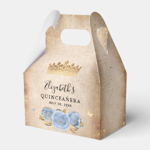 Light Baby Blue and Gold Elegant Birthday Party Favour Box