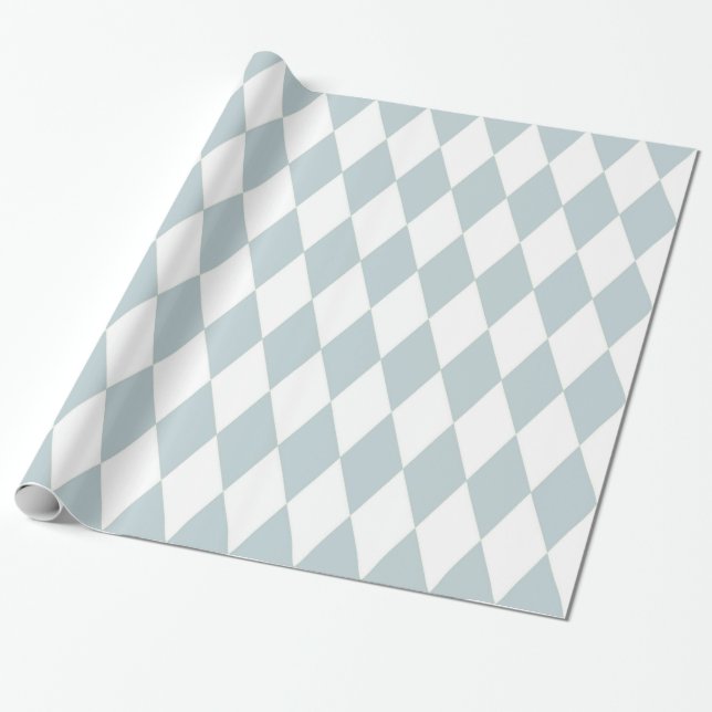 Light Baby Blue Diamond Modern Retro Pattern Wrapping Paper (Unrolled)