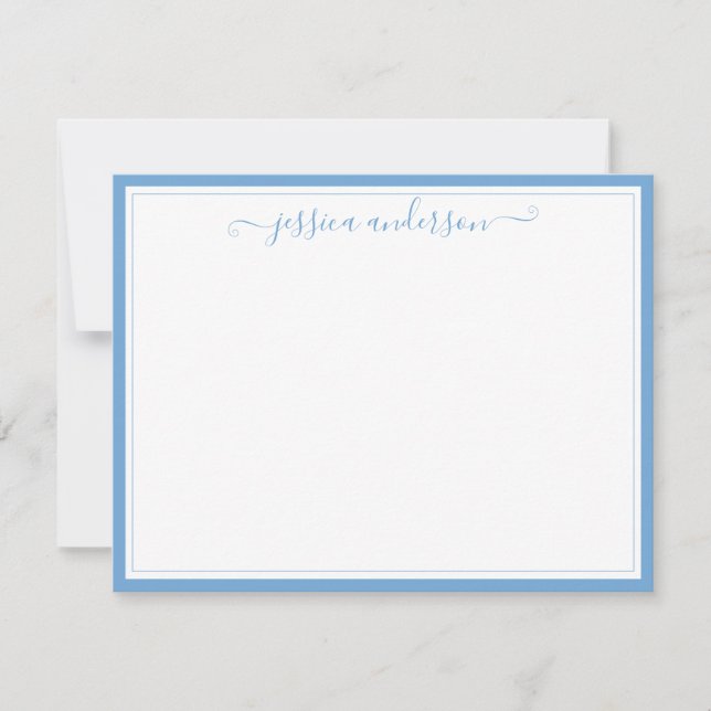 Light Baby Blue Elegant Modern Preppy Girly Script Card (Front)