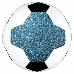 Light baby blue faux glitter sparkles bling football