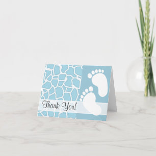 Light Baby Blue Giraffe Animal Print Thank You Card