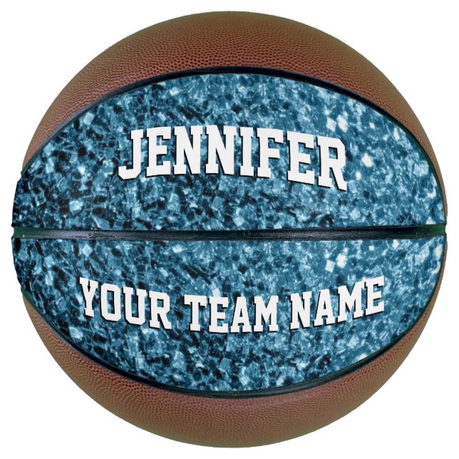 Light baby blue glitter sparkles Your name Team Basketball (Front)