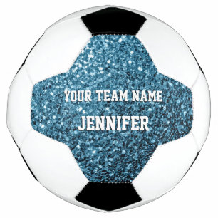 Light baby blue glitter sparkles Your name Team Football
