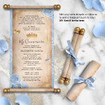 Light Baby Blue Gold Quince DIY Scroll Invitations<br><div class="desc">PLEASE NOTE: This product is a paper sheet invitation only. It does NOT include dowels or ribbons, which can be added by you separately to turn it into an actual scroll. Feel free to message me if you’d like additional resources for the dowels, finials or ribbons used in the mockup...</div>