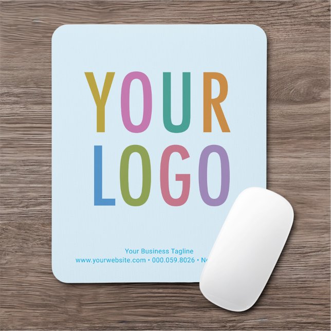 Light Baby Blue Mouse Pad Custom Logo Non Slip (MISOOK Light Blue Mousepad with Logo)