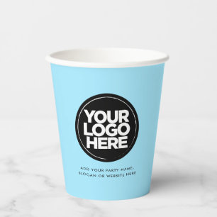 Light Baby Blue Personalised Logo and Text Paper Cups