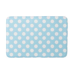 Light Baby Blue & White Polka Dots Bath Mat