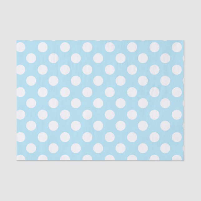Light Baby Blue & White Polka Dots Tissue Paper (Front)