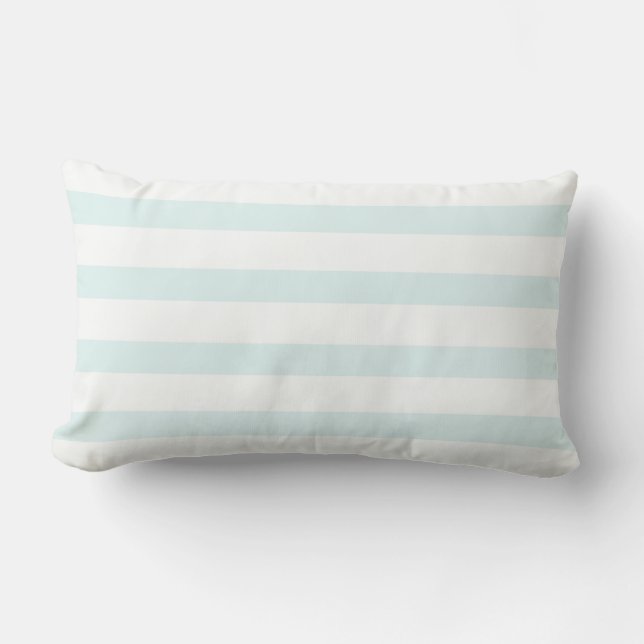Light Baby Blue white Stripes Lumbar Cushion (Front)