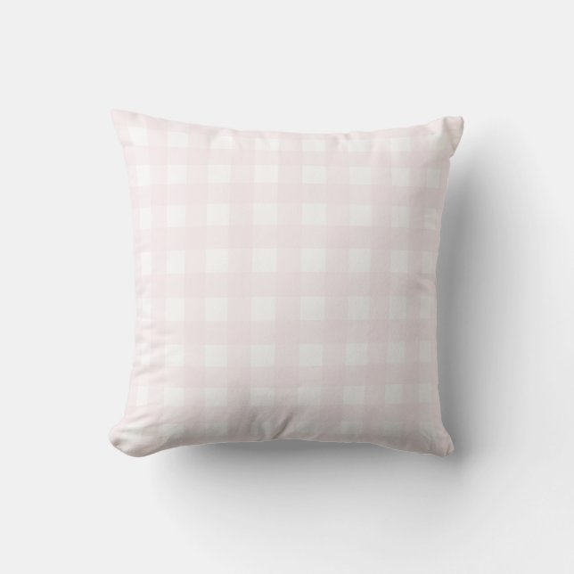 Light Baby Pink and White Buffalo Plaid. Cushion (Front)