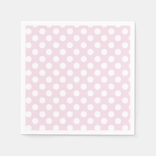 Light Baby Pink & White Polka Dots Birthday Party Napkin (Front)