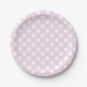 Light Baby Pink & White Polka Dots Birthday Party Paper Plate