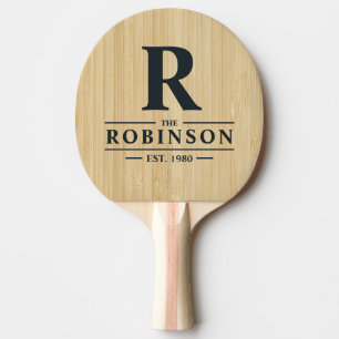 Light Bamboo Family Name & Initial Ping Pong Paddle