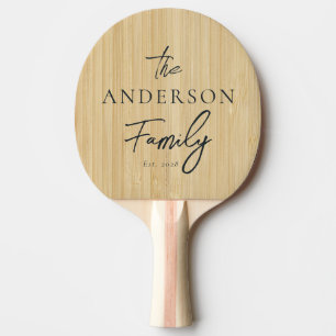 Light Bamboo Hand Written Family Name Ping Pong Paddle