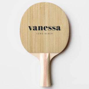 Light Bamboo Minimal Modern Classic Name Ping Pong Paddle