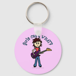 Light Bass Guitar Girl Key Ring