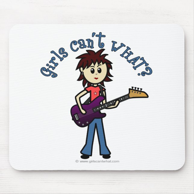 Light Bass Guitar Girl Mouse Mat (Front)