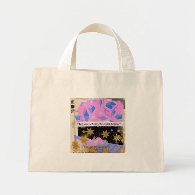 Light Begins Gem Tote – Pink & Gold Sparkle (Front)