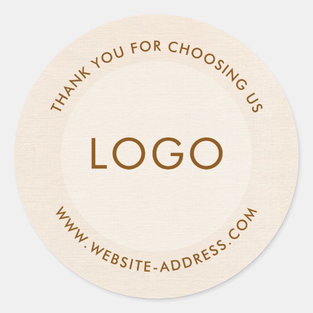 Light beig linen texture personalised text classic classic round sticker (Front)