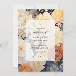 Light Beige and Champagne Floral Wedding Invitation