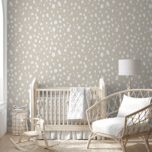 Light Beige and White Abstract Dots Wallpaper