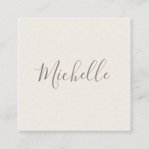 Light beige brown feminine minimalist square business card