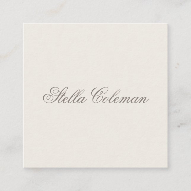 Light beige brown minimal minimalist professional square business card (Front)