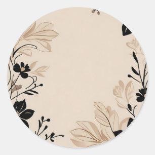 Light Beige Floral Classic Round Sticker