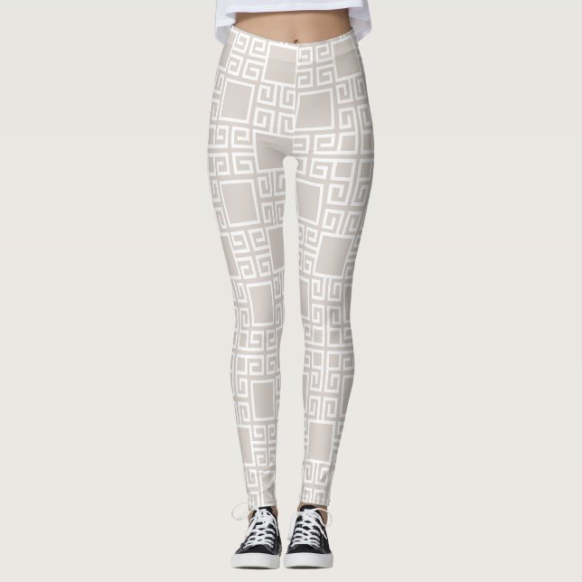 Light Beige Geometric Women's Leggings (Front)