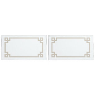 Light Beige Greek Key Border King Size Pillowcase