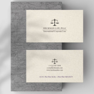 Light Beige Linen Black Justice Scale Business Card