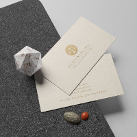 Light Beige Linen Gold Justice Logo Business Card