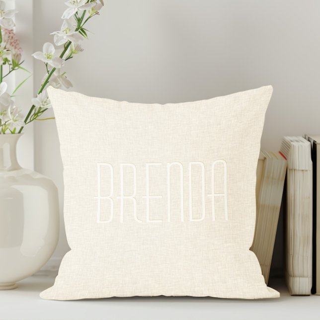 Light Beige Linen Texture Monogram Cushion (Creator Uploaded)