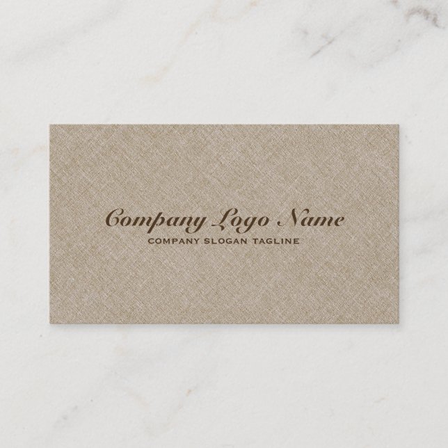 Light Beige Natural Faux Linen Burlap Fabric Look Business Card (Front)