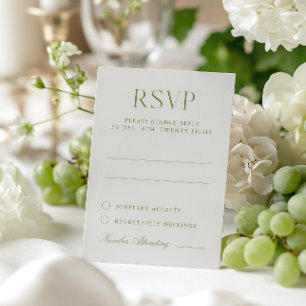 Light Beige & Sage Green Elegant Wedding RSVP Card