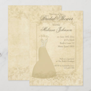 Light Beige Vintage paper Bridal Shower Invitation