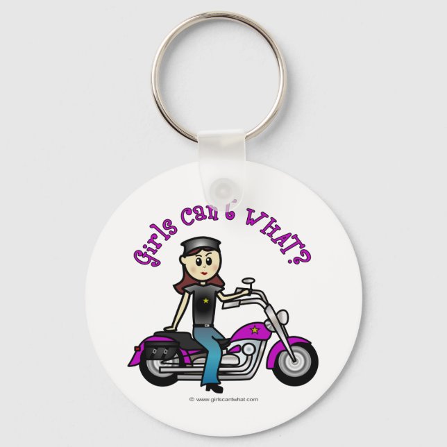 Light Biker Girl Key Ring (Front)