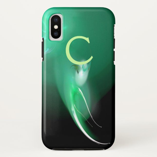LIGHT BIRD / BLACK AND GREEN ABSTRACT MONOGRAM Case-Mate iPhone CASE (Back)