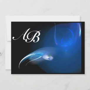 LIGHT BIRD IN BLUE MONOGRAM INVITATION