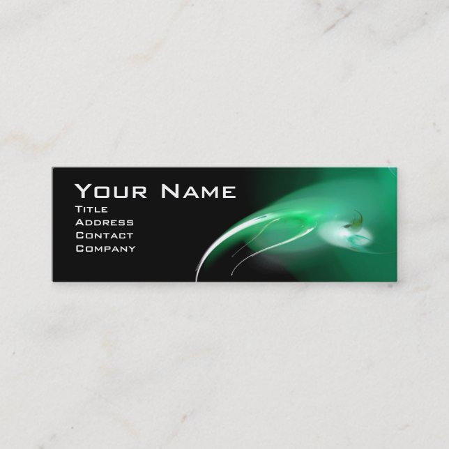 LIGHT BIRD MONOGRAM Vibrant black green Mini Business Card (Front)