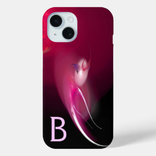 LIGHT BIRD / PINK FUCHSIA BLACK ABSTRACT MONOGRAM iPhone 15 CASE