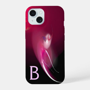 LIGHT BIRD / PINK FUCHSIA BLACK ABSTRACT MONOGRAM iPhone 15 CASE