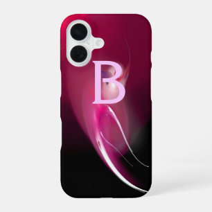 LIGHT BIRD / PINK FUCHSIA BLACK ABSTRACT MONOGRAM iPhone 16 CASE